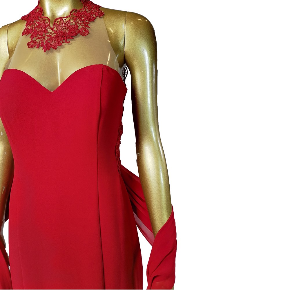 MODA DRESS ABITO+STOLA 4 ROSSO