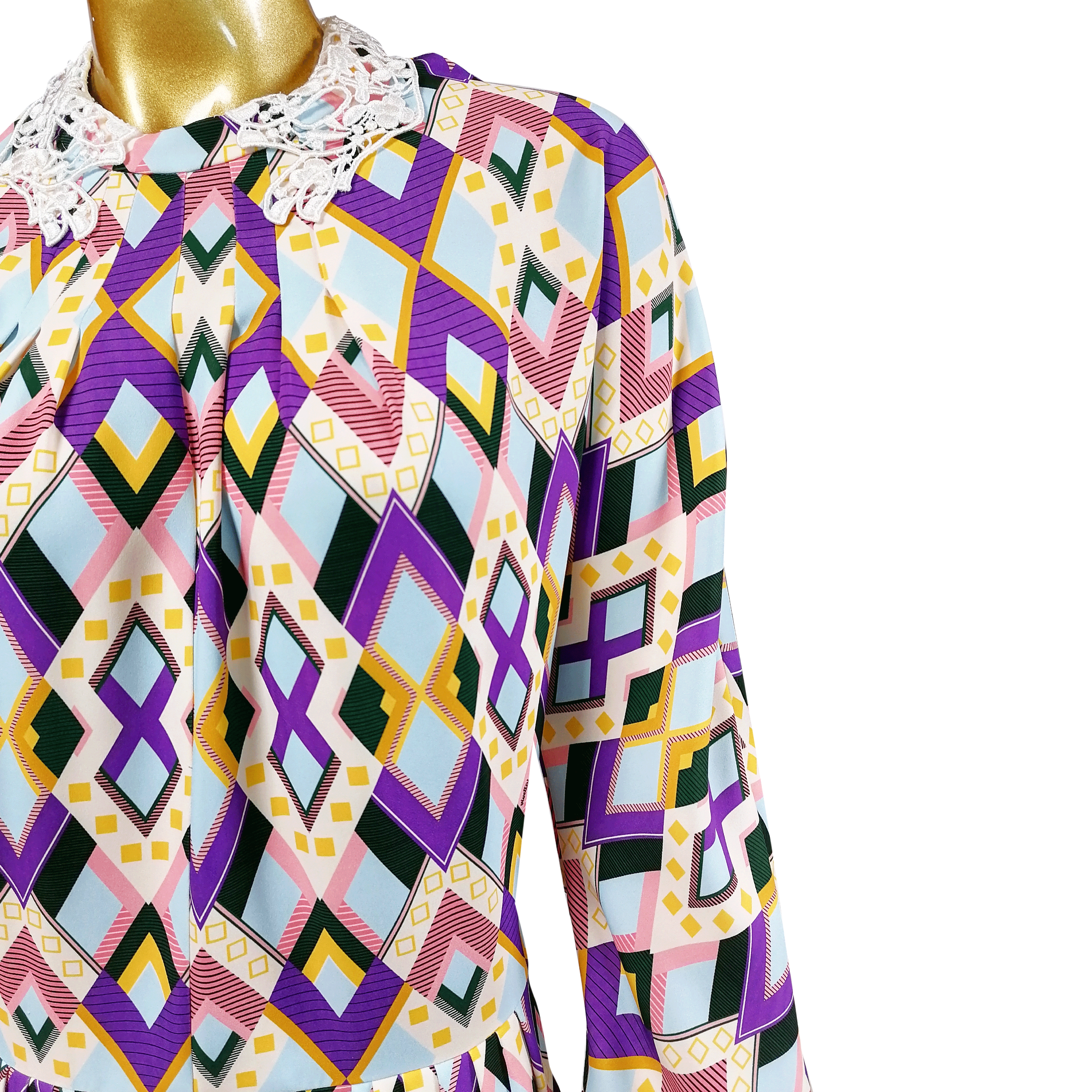 Ind: Moda Women L/S Dress with Pin-Tucks (44)