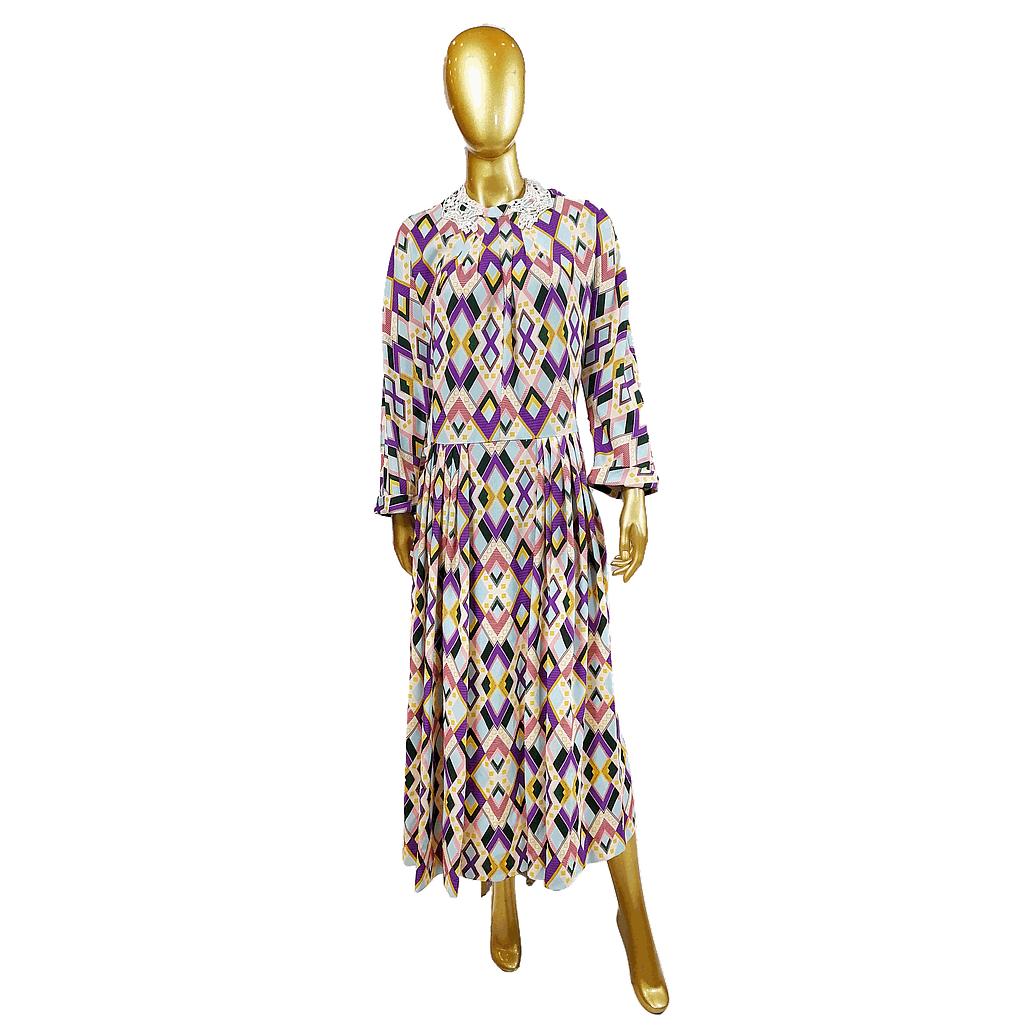 Ind: Moda Women L/S Dress with Pin-Tucks (44)